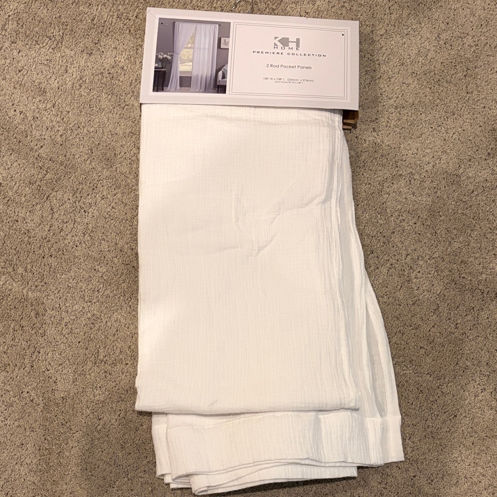 Premier Selections White Rod Pocket Curtain Panels - Set of 2